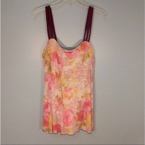 EUC Maxine of Hollywood Floral Flutter Dress Swimsuit Double Straps 38DD (Sz XL) - Picture 1 of 12
